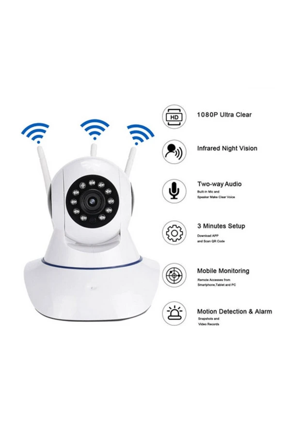 Kablosuz Bebek Izleme Kamerası Wifi Gece Görüşlü Ip Kamera Çift Yönlü Ses İletimi, Nesne Takip ürün görseli 1