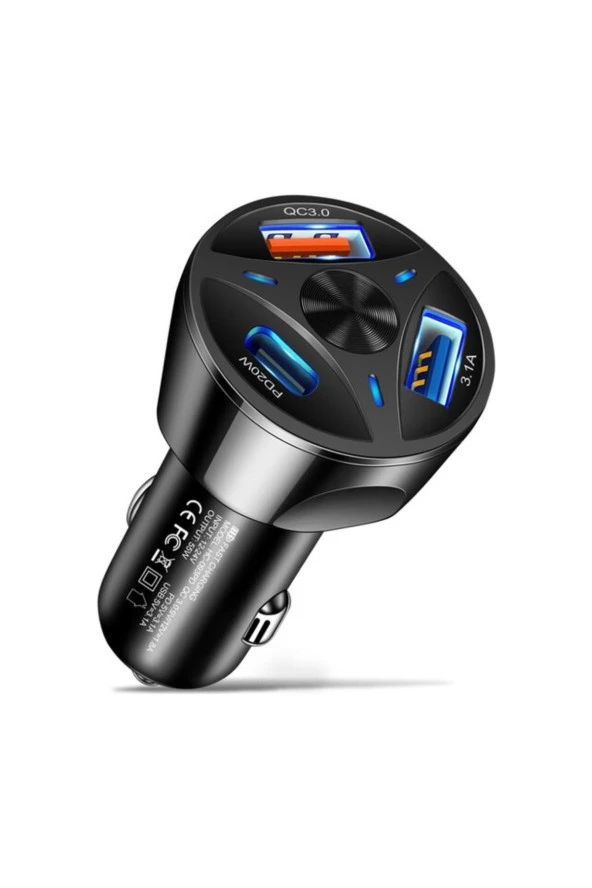 Yeni Nesil Pd Araç Çakmaklık 2 USB+20W Hızlı Şarj Destekli Çift Usb+Type-C Giriş 55W Quick Charge ürün görseli 1