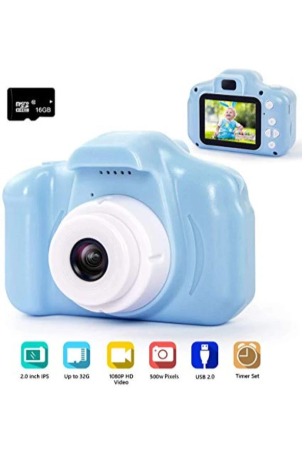 Mini 1080p Hd Kamera Çocuklar Için Dijital Fotoğraf Makinesi 5 Adet Oyunlu 8g SD Kart Hediyeli ürün görseli 1