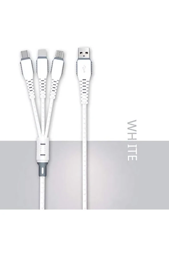 Huawei Xiaomi Iphone Uyumlu Çoklu Şarj Aleti Cihazı Kablosu Type-c Micro Lightning 3lü Şarj KABLO ürün görseli 1