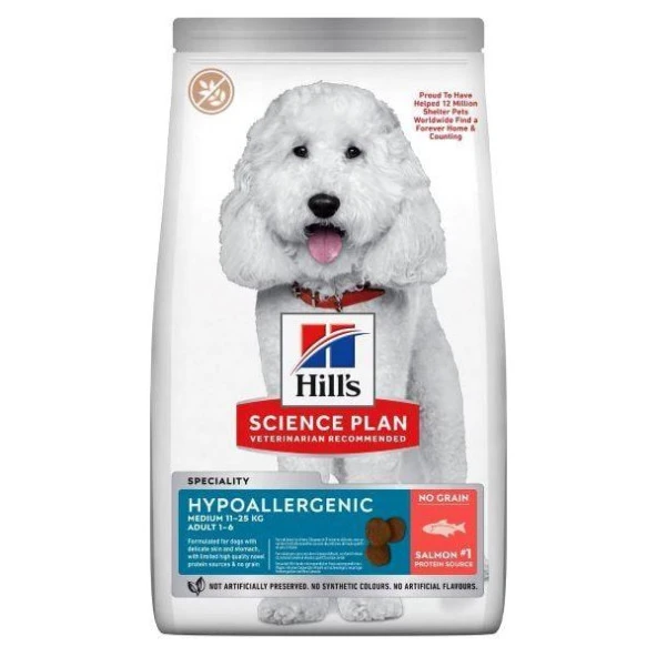 Hills Hypo-Allergenic Somonlu Orta Irk Yetişkin Köpek Maması 12 Kg ürün görseli 1