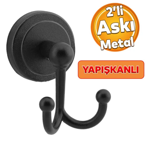 Lavabo Banyo Wc Yapışkanlı Siyah Metal Sağlam Aparat Bez Havlu Çatal Askı Tuvalet Kağıtlık 3lü Set ürün görseli 1