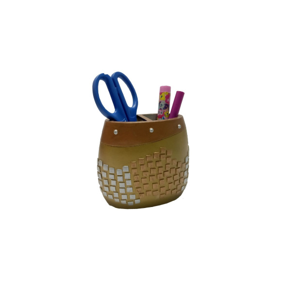KALEMLİK ALTIN MOZAİK POLİRESİN OFİS GERECİ  10X10X5CM ürün görseli 1