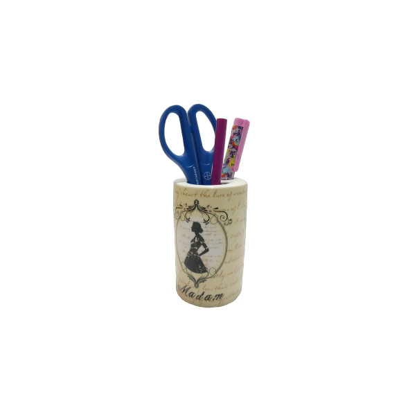 KALEMLİK MADAM DESENLİ SERAMİK OFİS GERECİ  7X7X11CM ürün görseli 1