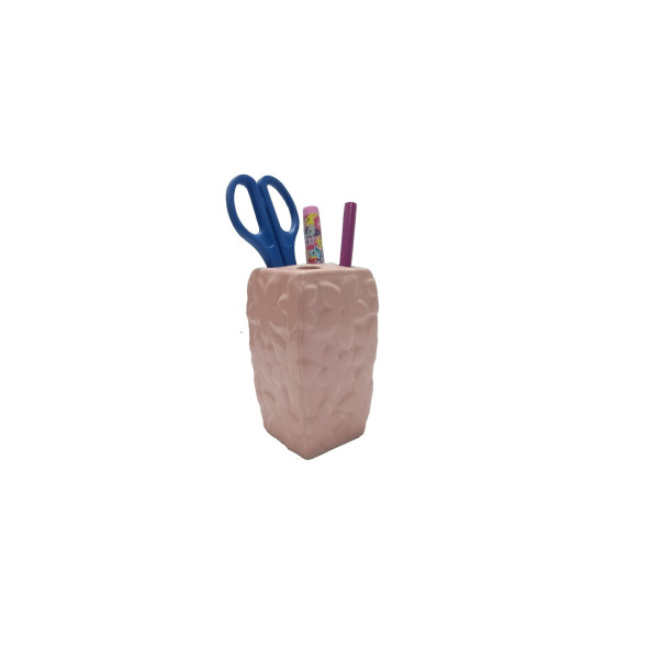 KALEMLİK ÇİÇEKLİ PEMBE MODEL SERAMİK OFİS GERECİ  7X7X12CM ürün görseli 1