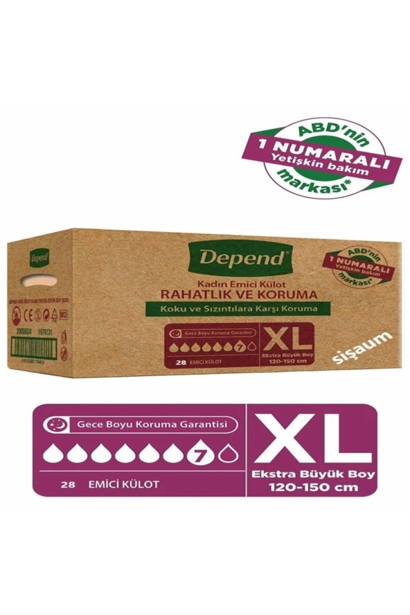 Depend Yeni Emici Külot Ekstra Büyük Boy Xl Beden 28 Adet(bel Ölçüsü 120-150 Cm) ürün görseli 1