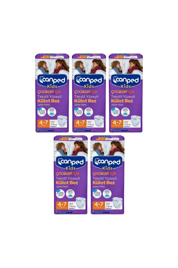 Canped Kids Çoçuklar Için Külot Bez Tekstil Yüzeyli Yaş:4-7 (17-30kg) 45 Adet (5pk*9) ürün görseli 1