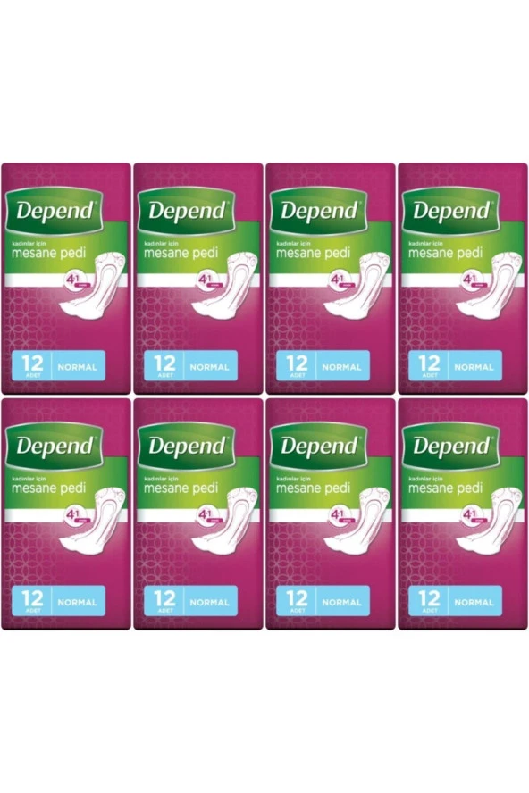 Depend Kadın Mesane Pedi Normal 12 li 8 Adet ürün görseli 1