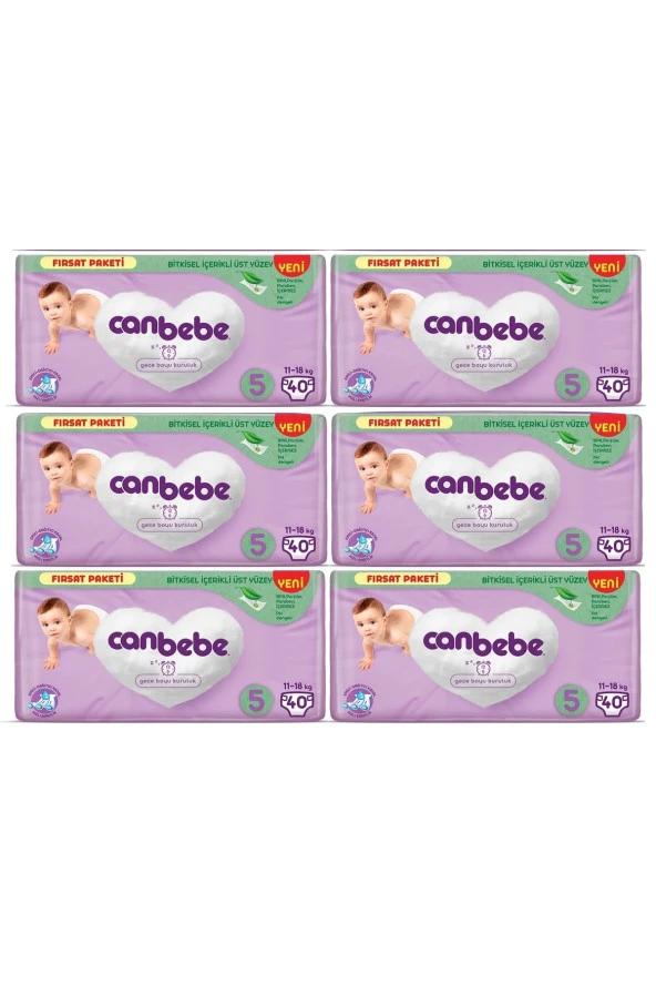 Canbebe 5 Beden Bebek Bezi 11-18KG Ultra Fırsat Paketi 240 Adet ürün görseli 1