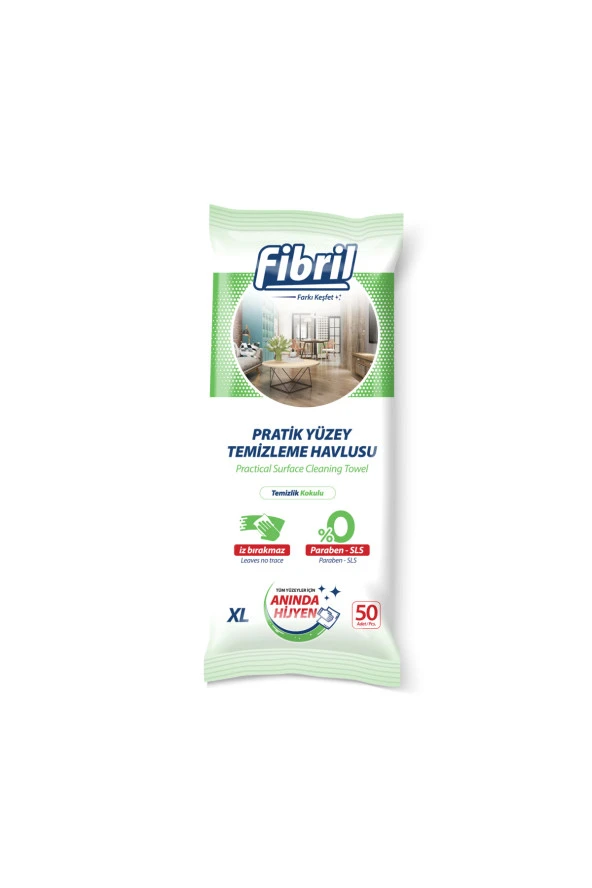 Fibril Pratik Yüzey Temizlik Havlusu Temizlik Kokulu 24 x 50 (1200 Yaprak) ürün görseli 1