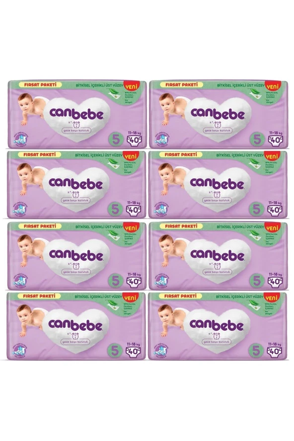Canbebe 5 Beden Bebek Bezi Junior 11-18KG Fırsat Paketi 320 Adet ürün görseli 1