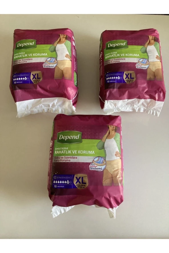 Depend Emici Külot Extra Büyük Boy Xlarge Beden 3lü Paket 30 Adet ürün görseli 1