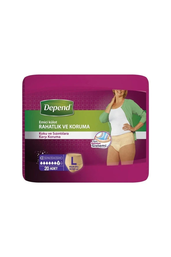 Depend Emici Külot Lohusa Pedi Kadın L Beden 2 Paket 20 Adet ürün görseli 1