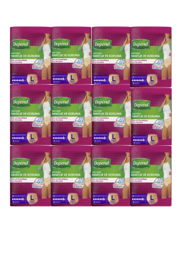 Depend Kadın Büyük Boy Emici Külot Hasta Bezi L Beden 120 Adet 95-130 Cm ürün görseli 1