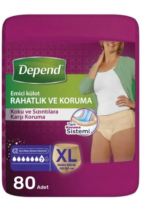Depend Emici Külot Kadın Ekstra Büyük Boy Xl Beden (BEL ÖLÇÜSÜ 120-150 CM) 80 Adet ürün görseli 1