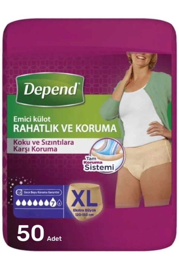 Depend Emici Külot Kadın Ekstra Büyük Boy XL Beden (Bel Ölçüsü 120-150 cm) 50 Adet ürün görseli 1