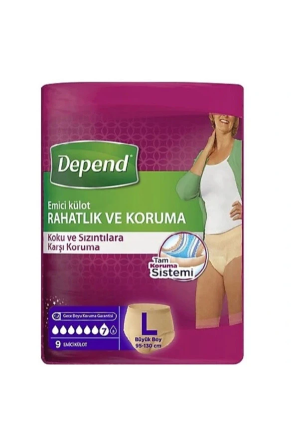 Depend Emici Külot Kadın Büyük Boy Large Beden 9 Adet ürün görseli 1