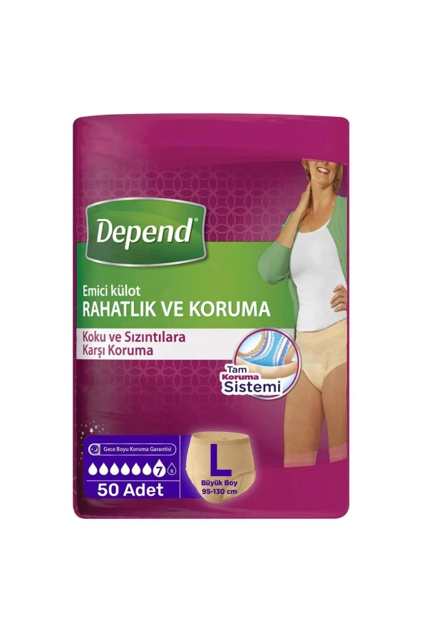 Depend Hasta Bezi Emici Külot Large Beden Büyük Boy 50 Adet 95-130 Cm ürün görseli 1