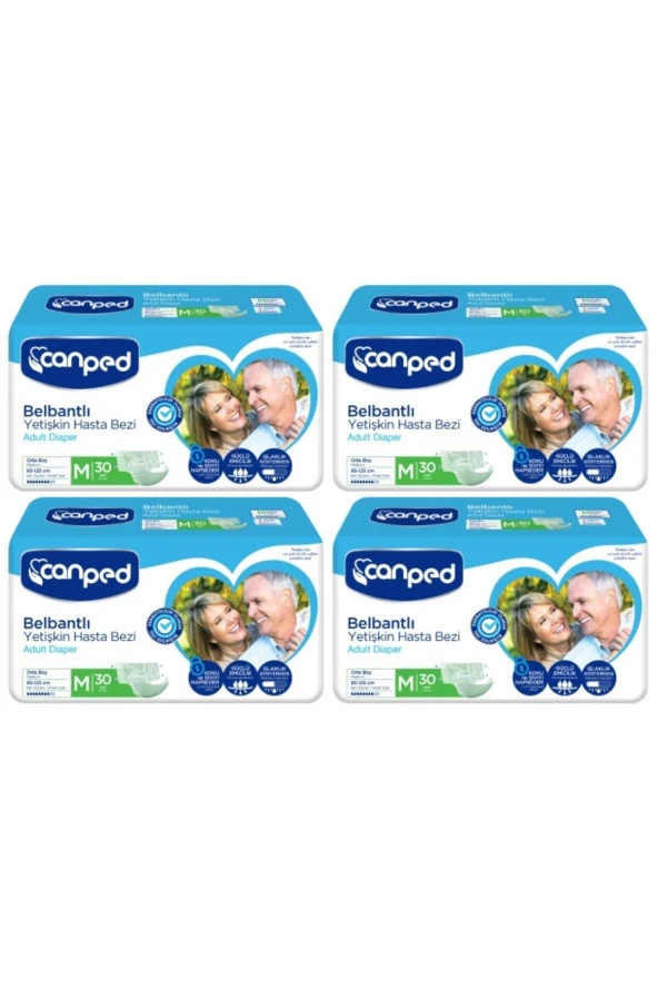 Canped Belbantlı M-Orta Boy Yetişkin Hasta Bezi 30'LU 4 PAKET ürün görseli 1