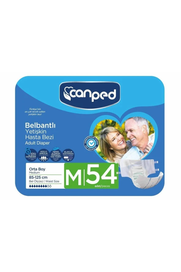 Canped Belbantlı Hasta Bezi Orta (m) 54 Adet (9'lu 6 Paket) ürün görseli 1
