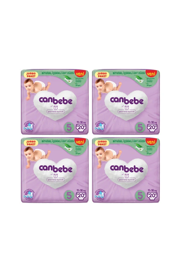 Canbebe Junior 5 Beden Jumbo Paket Bebek Bezi 20'li 4 Paket ürün görseli 1
