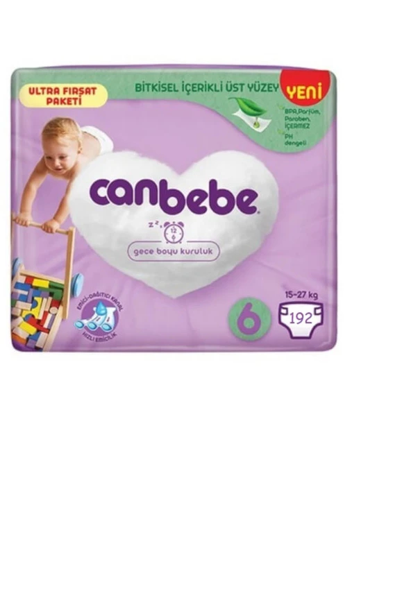 Canbebe Süper Fırsat Paketi Bebek Bezi 6 Numara 192 Adet HT0110 ürün görseli 1