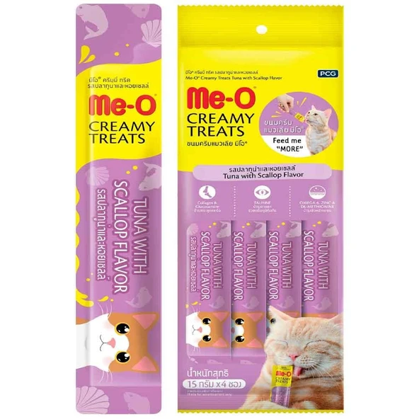 Meo Ton ve Deniz Tarağı Krema Kedi Ödülü Kedi Çorbası 4x15 gr ürün görseli 1