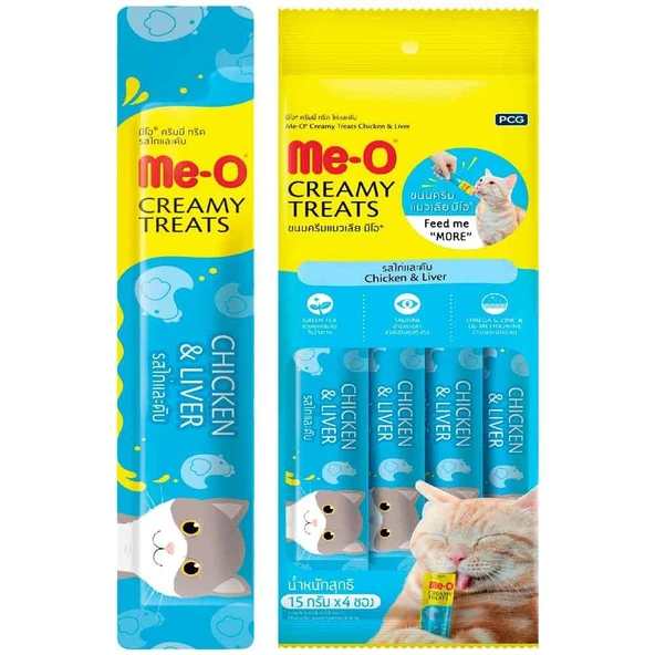 Meo Tavuklu ve Ciğerli Krema Kedi Ödülü 4x15 gr ürün görseli 1
