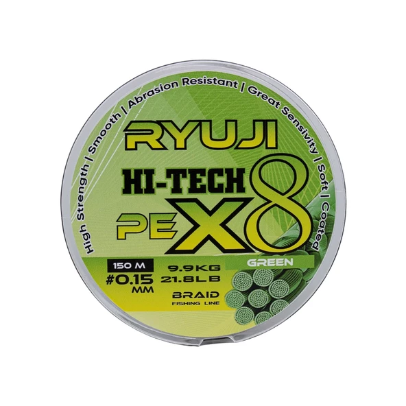 Ryuji HI-Tech PE 8B Green 150m İp Misina - Resim 2