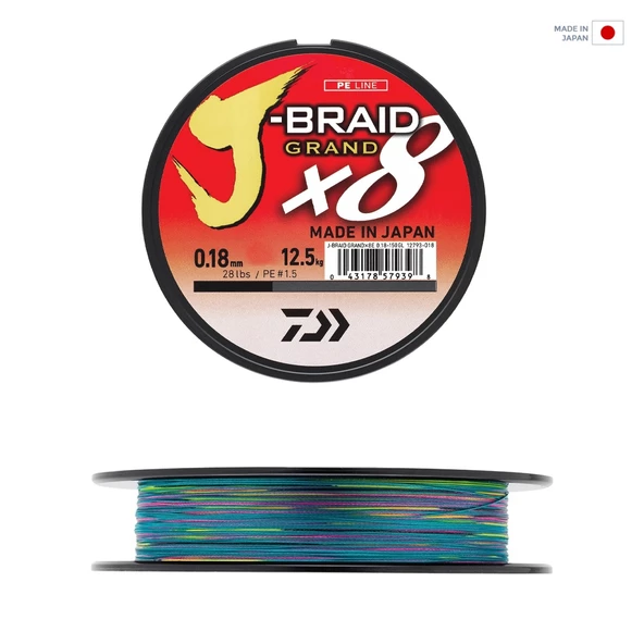 Daiwa J-Braid Grand 8B Multicolor 300m İp Misina ürün görseli 1