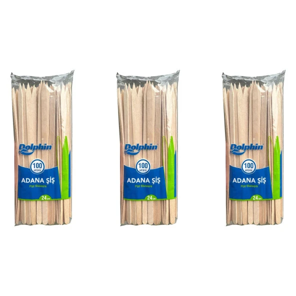 Dolphin Bambu Ahşap Adana Çöp Şiş - 24 Cm. - 100'lü 3 Paket ürün görseli 1