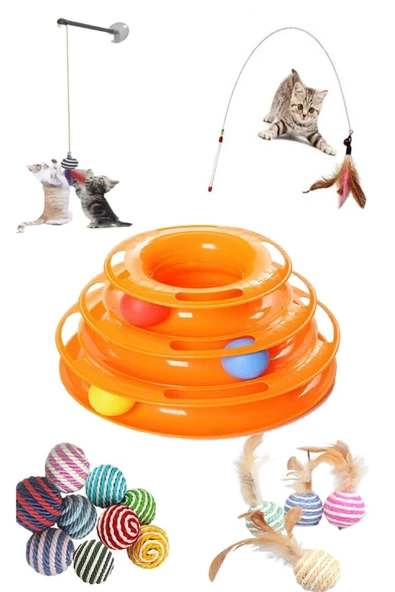 5 Li Set 1 Adet 3 katlı 1 Adet 90 Cm Olta 1 Adet Tüylü Top 1 Adet Vantuzlu Olta 1 Adet Ip Sarma Top ürün görseli 1