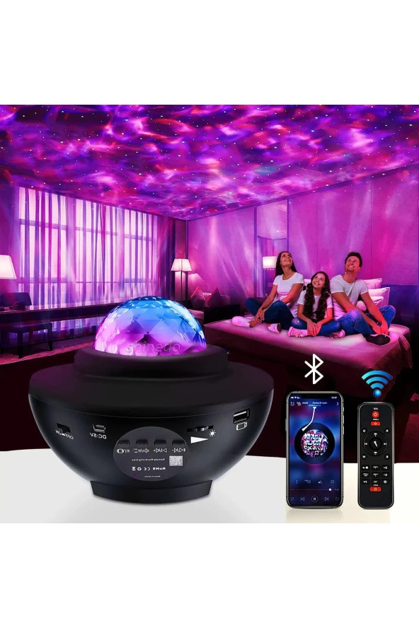 TechTic  Starry Projektör Yıldız Gece Lambası Disko Topu Bluetooth USB Hoparlör Çocuk Odası Hediye ürün görseli 1