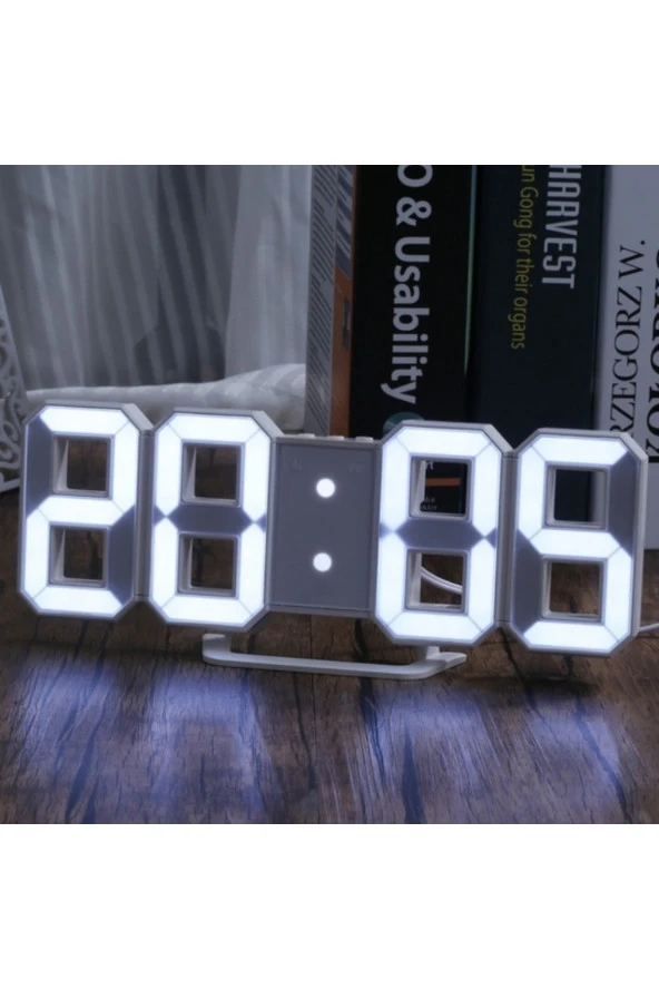 TechTic  Yeni Nesil Dekoratif Dijital 3d Led Masa Duvar Çalar Saati Takvim Termometre ürün görseli 1