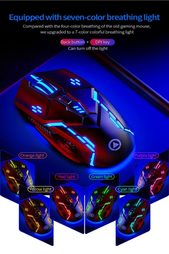 TechTic  Rgb Kablolu Oyuncu Mouse 6 Düğme Ayarlanabilir Dpı ürün görseli 1