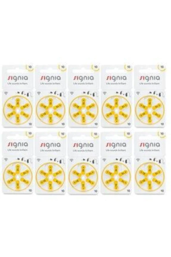 SİGNİA Marka 10 Numara Işitme Cihazı Pili 60Lı (6X10) ürün görseli 1