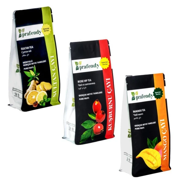 PRAFENDY SULTAN - KUŞBURNU - MANGO ÇAYI, GERÇEK MEYVE TANELİ 3 x 250 Gr ürün görseli 1