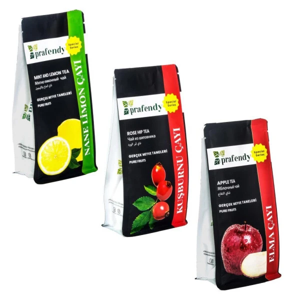 PRAFENDY NANE LİMON - KUŞBURNU - ELMA ÇAYI, GERÇEK MEYVE TANELİ 3 x 250 Gr ürün görseli 1