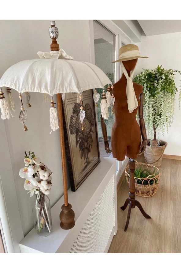 Prodiva Dekoratif Bali Şemsiyesi 80 Cm Krem - Resim 7