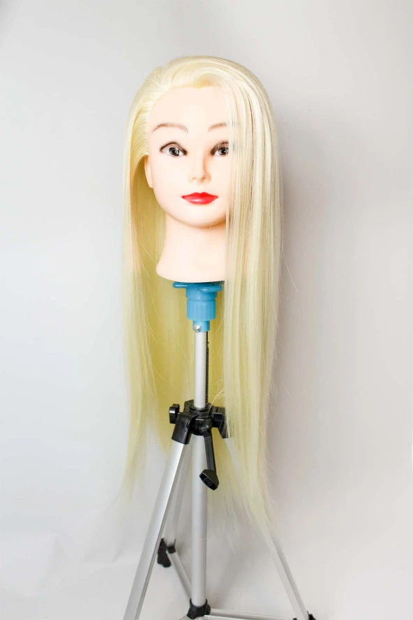 Prodiva Kuaför Eğitim Mankeni Çalışma Saçı 70 Cm - Kuaför Eğitim Puppeti - Fiber Sentetik - Platin ürün görseli 1