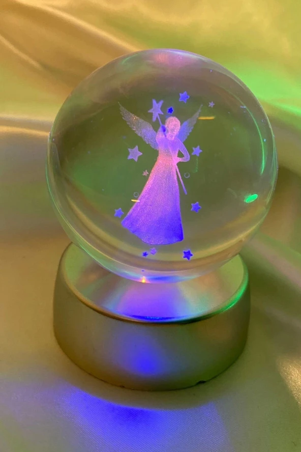 3D Led Işık Cam Küre Peri Renkli Pilli 6 cm Melek ürün görseli 1