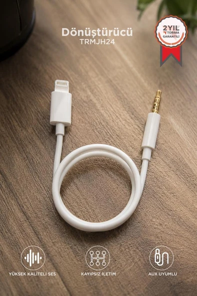 Dönüştürücü Kablo Lightning to 3.5MM Aux TRMJH24 Beyaz ürün görseli 1