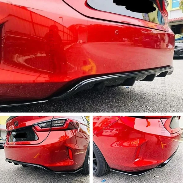 Honda City Uyumlu Difüzör Ve Flap Seti Pianoblack 2020+ Parça ürün görseli 1