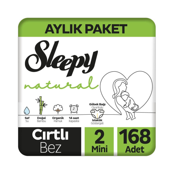 Sleepy Natural 2 Numara Mini 168'li Bebek Bezi ürün görseli 1