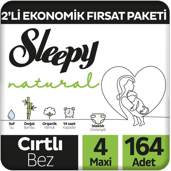Sleepy Natural 4 Numara Maxi 164'lü Bebek Bezi ürün görseli 1