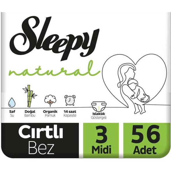 Sleepy Natural 3 Numara Midi 56'lı Bebek Bezi ürün görseli 1