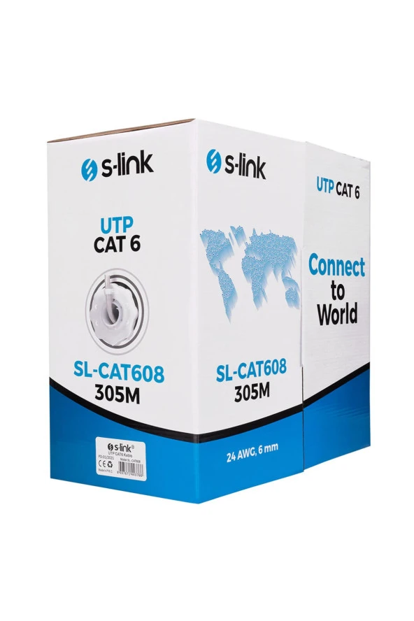 S-LINK SL-CAT608 GRİ 305M UTP CAT6 KABLO BOBİN ürün görseli 1
