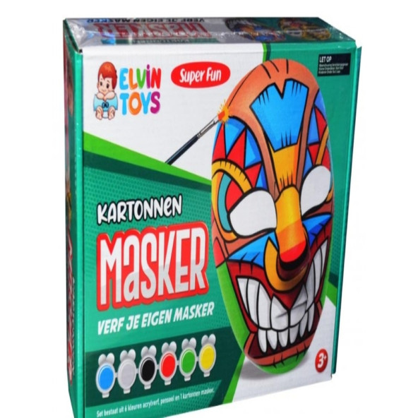 UconeX Maske Boyama Seti, Eğitici Maske Boyama, 6 Lı Boya Maske Ve Fırça, Eğlenceli Aktivite ürün görseli 1