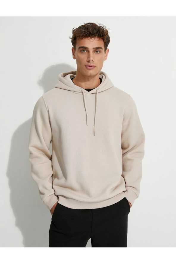 Basic Kapşonlu Sweat Uzun Kollu Şardonlu - Resim 9