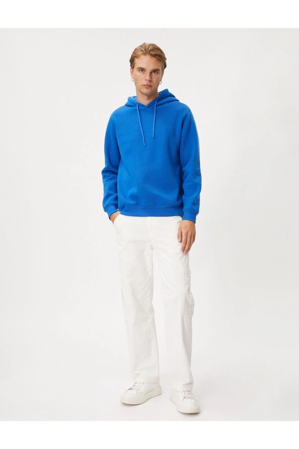 Basic Kapşonlu Sweat Uzun Kollu Şardonlu - Resim 2